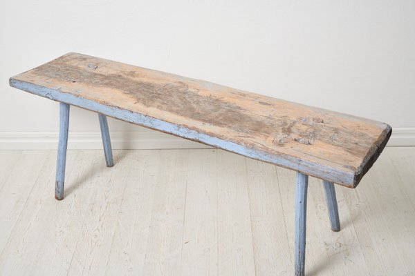 Antique Swedish Genuine Primitive Country House Blue Bench-MJF-1762604