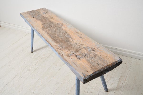 Antique Swedish Genuine Primitive Country House Blue Bench-MJF-1762604