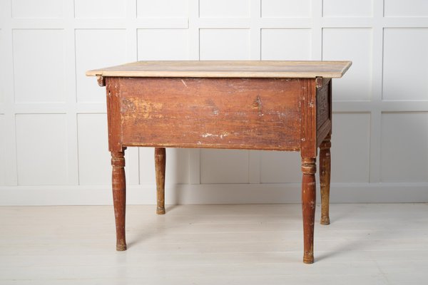 Antique Swedish Rustic Low Country Table with Drawer-MJF-1818924