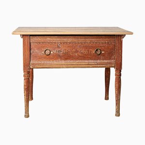 Antique Swedish Rustic Low Country Table with Drawer-MJF-1818924