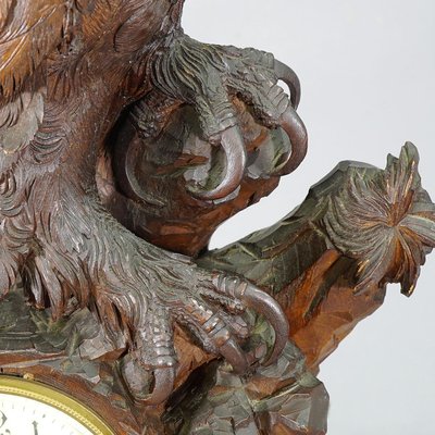 Antique Swiss Wooden Mantel Clock with Eagle, 1900s-KJP-1149441