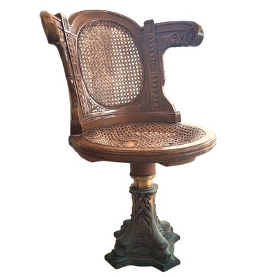 Antique Swivel Captain´s Chairs with Fish Bronze Sculpture on the Base, Set of 6-TCS-1393489