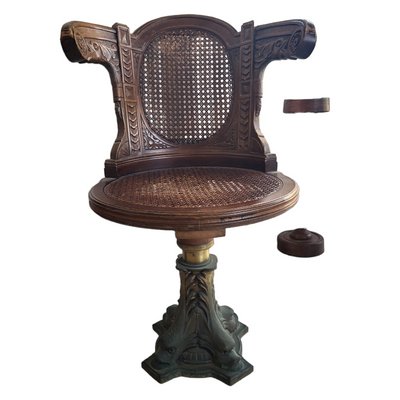 Antique Swivel Captain´s Chairs with Fish Bronze Sculpture on the Base, Set of 6-TCS-1393489