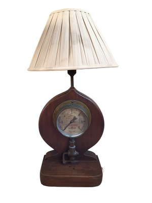 Antique Table Lamp on Wood with Manometer-TCS-1397777