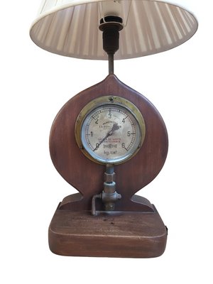 Antique Table Lamp on Wood with Manometer-TCS-1397777