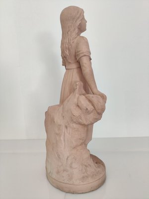 Antique Terracotta Girl with Mandolin Sculpture-JJT-691094