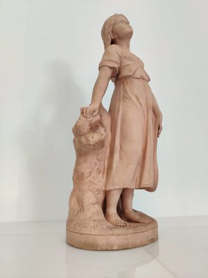 Antique Terracotta Girl with Mandolin Sculpture-JJT-691094