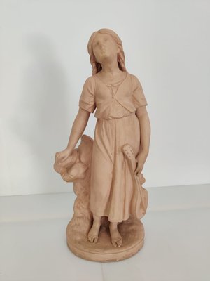 Antique Terracotta Girl with Mandolin Sculpture-JJT-691094