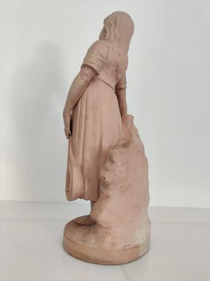 Antique Terracotta Girl with Mandolin Sculpture-JJT-691094