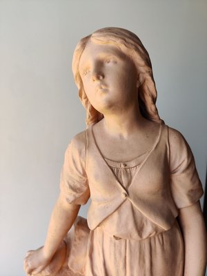 Antique Terracotta Girl with Mandolin Sculpture-JJT-691094