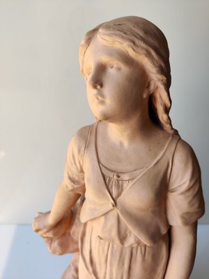 Antique Terracotta Girl with Mandolin Sculpture-JJT-691094