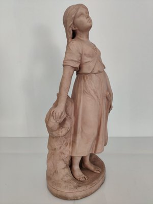 Antique Terracotta Girl with Mandolin Sculpture-JJT-691094