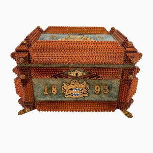 Antique Tramp Art Carved Wood Jewelry Box, Germany, 1895-WZZ-1735359