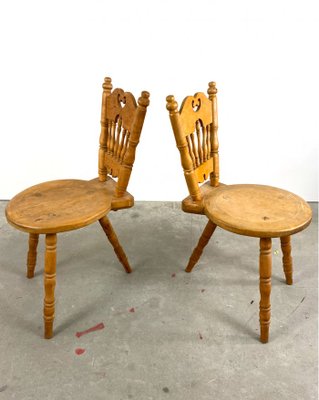 Antique Tripod Dining Chairs, 20th Century, Set of 2-QFU-876044