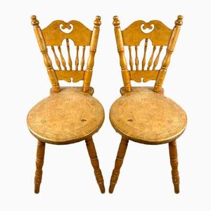 Antique Tripod Dining Chairs, 20th Century, Set of 2-QFU-876044