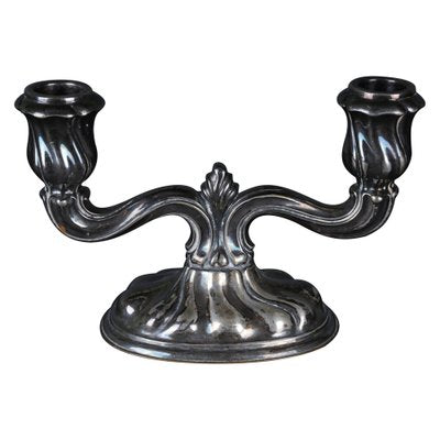 Antique Two-Armed Silver Candlestick-FLW-1823371