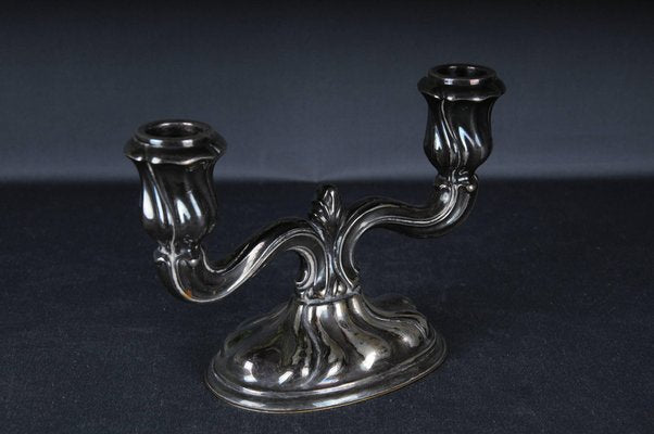 Antique Two-Armed Silver Candlestick-FLW-1823371