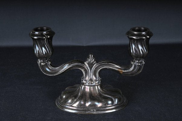 Antique Two-Armed Silver Candlestick-FLW-1823371