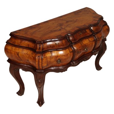 Antique Venetian Baroque Hand Carved Walnut Burl Chest of Drawers from Bovolone-NJV-743661