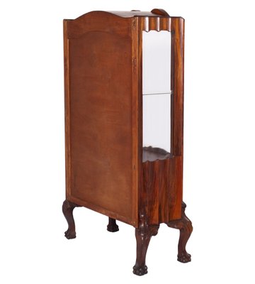 Antique Venetian Chippendale Walnut and Burl Walnut Vitrine Display Cabinet-NJV-739529