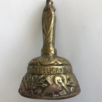 Antique Victorian Brass Bell with Figures, 19th Century-WQQ-1293620