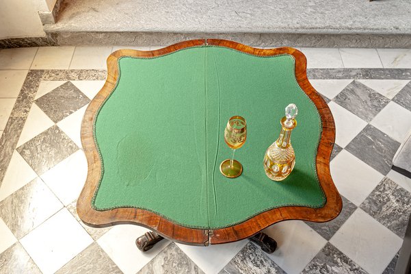 Antique Victorian Inlaid Walnut Game Table with Marquetry Top, 1860s-XGI-1736280