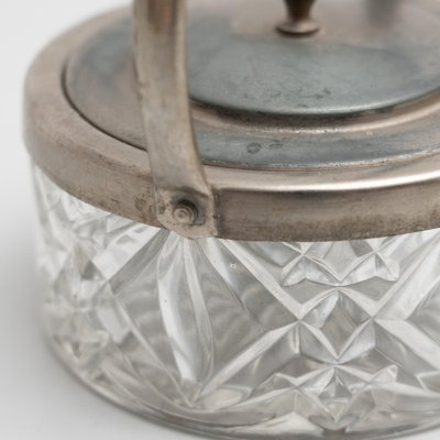 Antique Victorian Metal and Glass Lidded Sugar Pot, Early 20th Century-WM-1181897