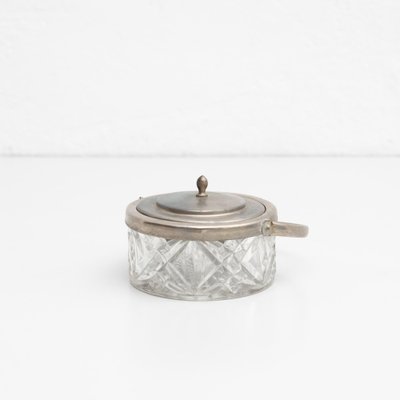 Antique Victorian Metal and Glass Lidded Sugar Pot, Early 20th Century-WM-1181897