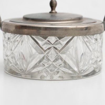 Antique Victorian Metal and Glass Lidded Sugar Pot, Early 20th Century-WM-1181897