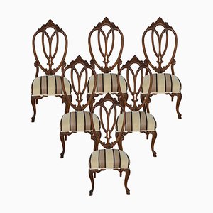 Antique Victorian Walnut Chairs, Set of 6-TCS-1768649