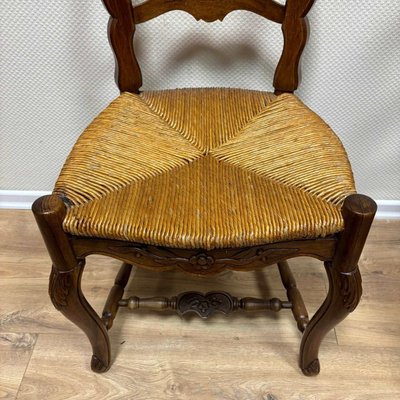 Antique Walnut Chairs with Straw Weave, France, 19th Century, Set of 4-ALF-2033555