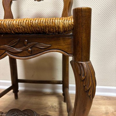 Antique Walnut Chairs with Straw Weave, France, 19th Century, Set of 4-ALF-2033555