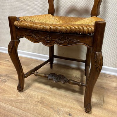 Antique Walnut Chairs with Straw Weave, France, 19th Century, Set of 4-ALF-2033555