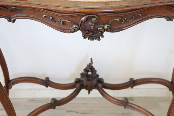 Antique Walnut Console Table with Mirror, 1880-DCO-933340