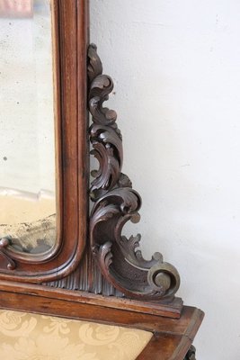 Antique Walnut Console Table with Mirror, 1880-DCO-933340