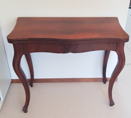 Antique Walnut Folding Console Table-QDP-685933