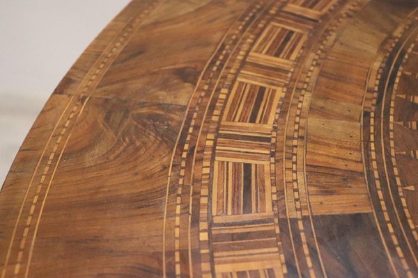 Antique Walnut Inlay Center Table, 1850s-DCO-1370906