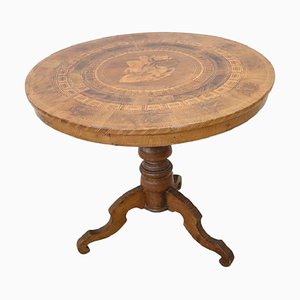 Antique Walnut Inlay Center Table, 1850s-DCO-1370906