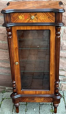 Antique Walnut Intarsia Showcase-NGU-1820776