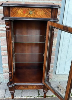 Antique Walnut Intarsia Showcase-NGU-1820776