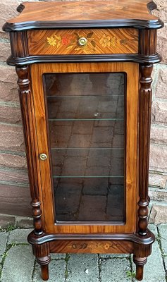 Antique Walnut Intarsia Showcase-NGU-1820776