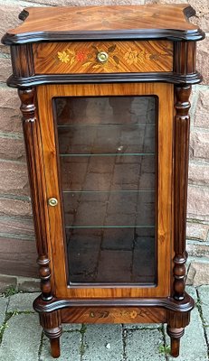 Antique Walnut Intarsia Showcase-NGU-1820776