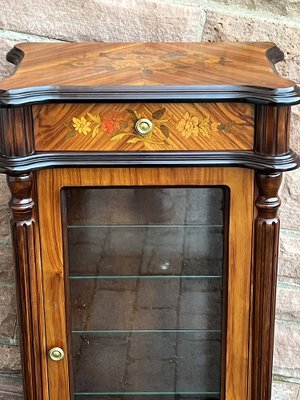 Antique Walnut Intarsia Showcase-NGU-1820776