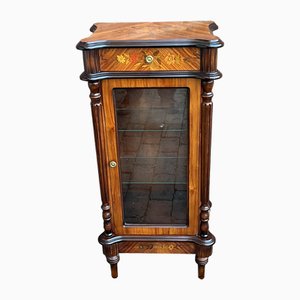 Antique Walnut Intarsia Showcase-NGU-1820776