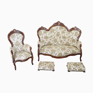 Antique Walnut Living Room Set, 1845, Set of 4-DCO-1320149