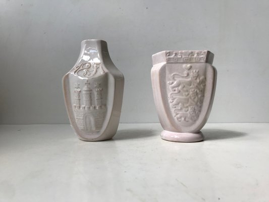 Antique White Ceramic Commemorative Vases by Hermann August Kähler, 1900s, Set of 2-LCR-934798