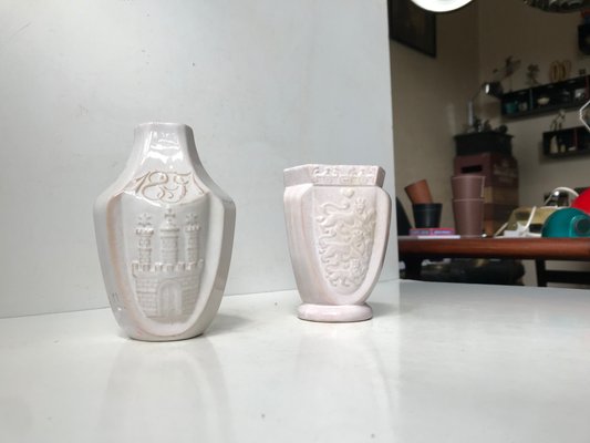 Antique White Ceramic Commemorative Vases by Hermann August Kähler, 1900s, Set of 2-LCR-934798