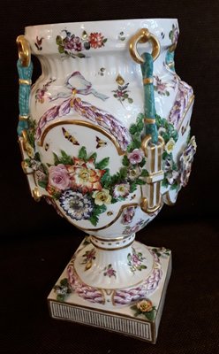 Antique White Glazed Porcelain Vase with Floral Decoration-HOI-874398