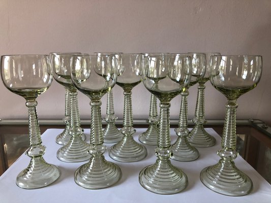 Antique White Wine Glasses, Set of 11-QJM-670152