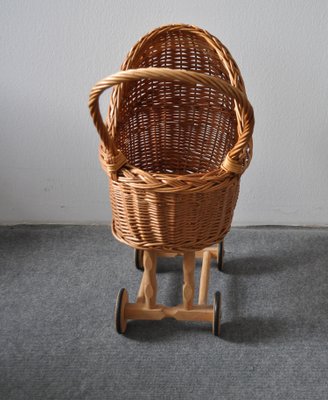 Antique Wicker Toy Pram-OXJ-585868